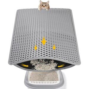 Double Layer Cat Litter Mat, 24x15 Inch Waterproof Litters Box Mat, Non-Slip Cat